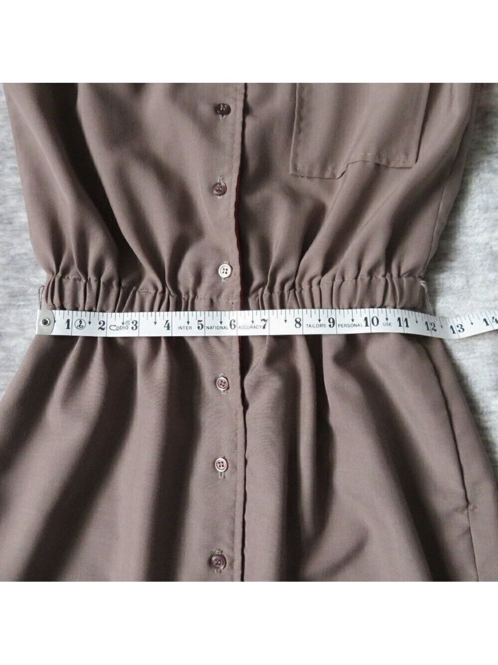 Vintage Button Down Shirt Dress Girl Scout Brownie Uniform Style Stretch Waist - Picture 13 of 16